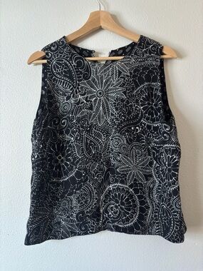 Vintage Reversible Josephine Chaus Silk black and white sleeveless top